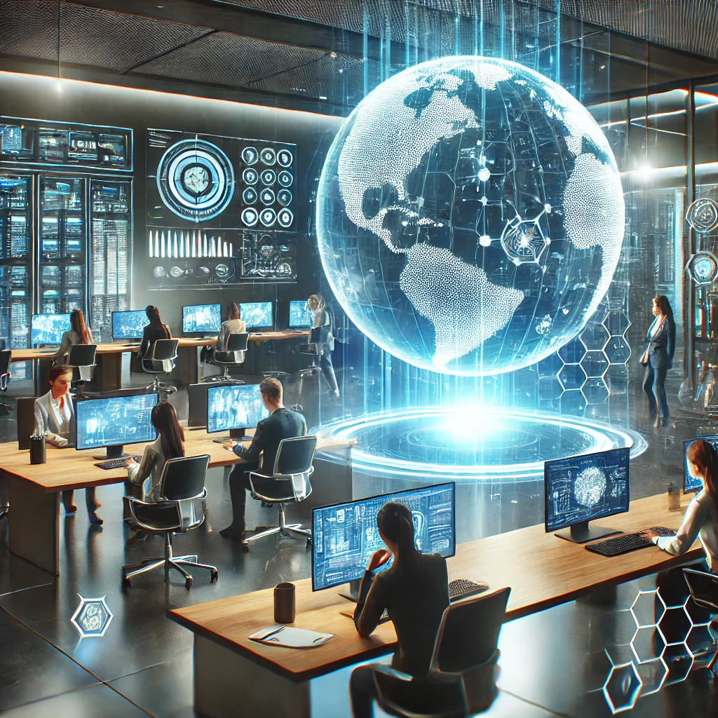 O mundo no meio da sala da empresa